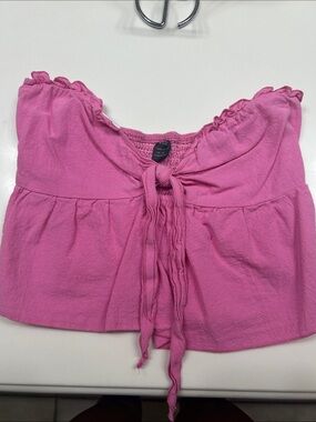 SHEIN Hot Pink Tie-Front Cropped Tube Top